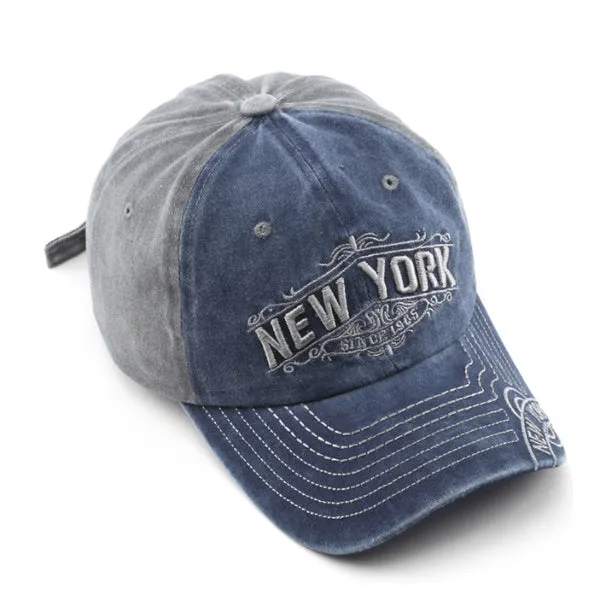 New York Embroidery Blue and Grey Adjustable Baseball Cap 紐約刺绣藍色灰色可調節棒球帽 KCHT2374