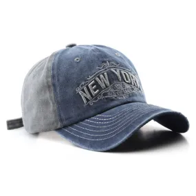 New York Embroidery Blue and Grey Adjustable Baseball Cap 紐約刺绣藍色灰色可調節棒球帽 KCHT2374