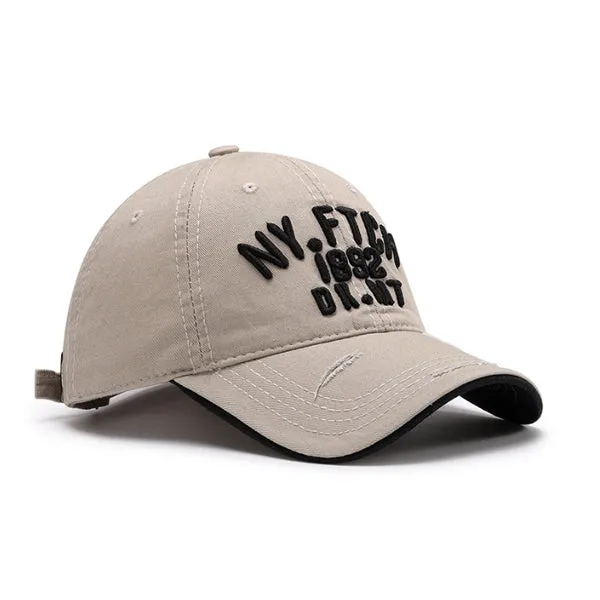 NY Embroidery Maple Leaf Khaki Adjustable Baseball Cap 紐約刺繡卡其色可調節棒球帽 KCHT2347