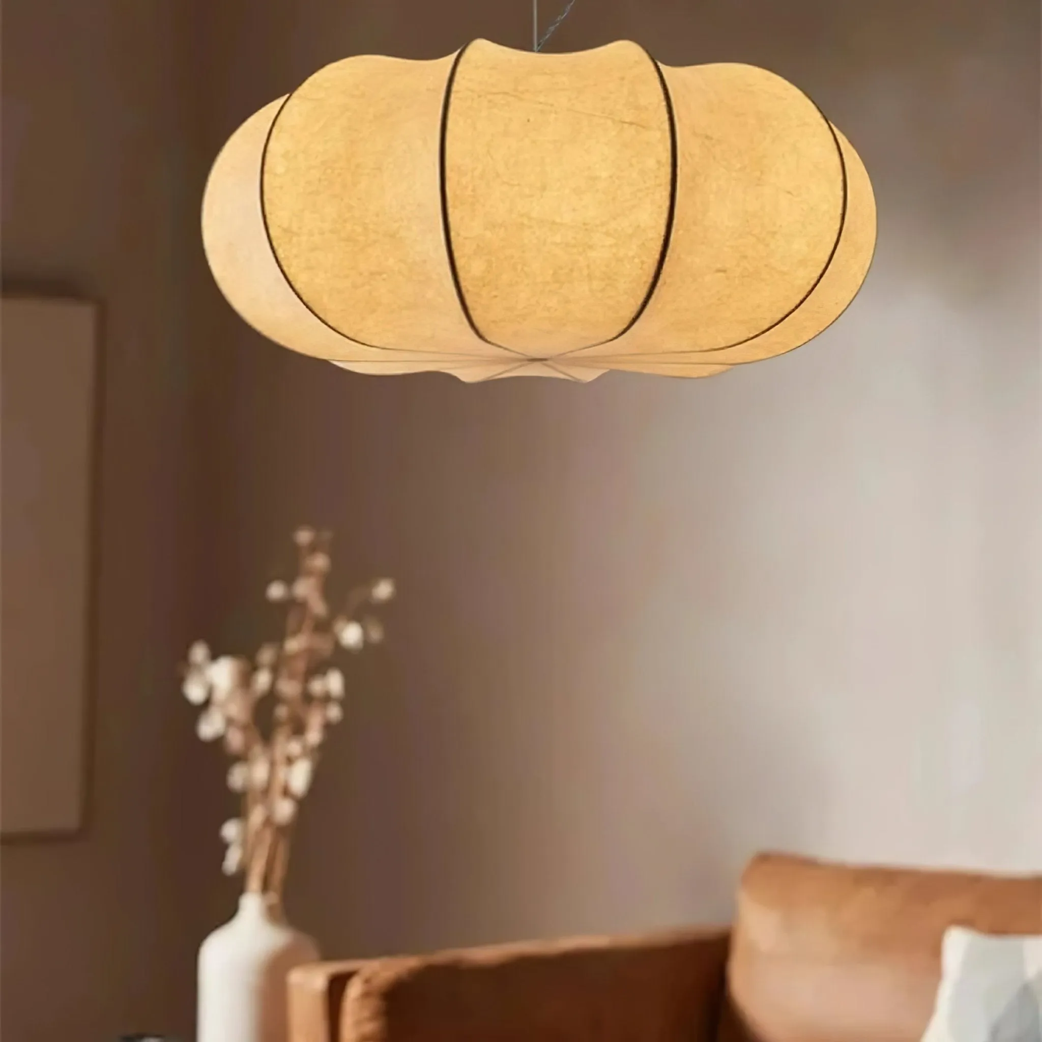 Oblate Silk Pendant Lamp