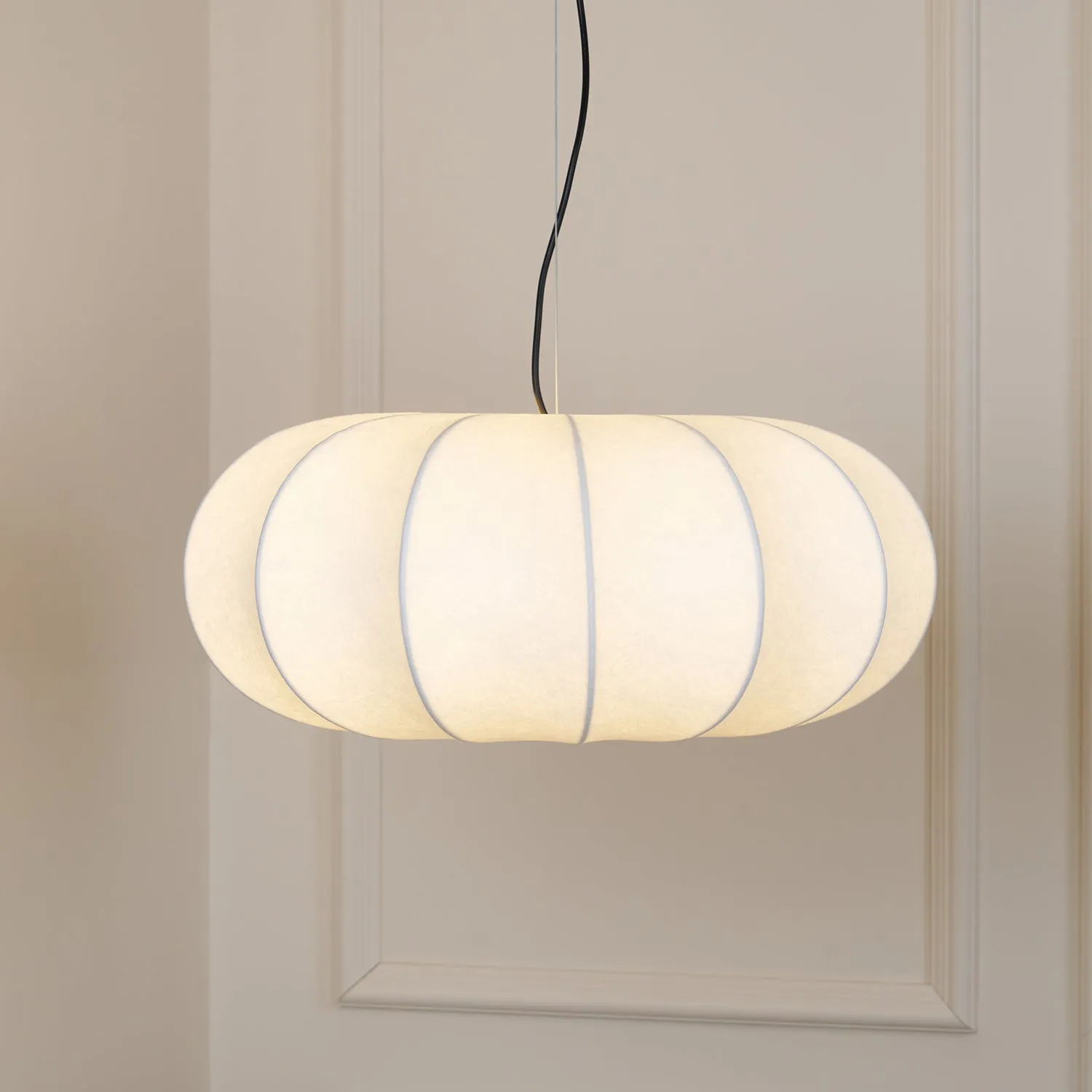 Oblate Silk Pendant Lamp