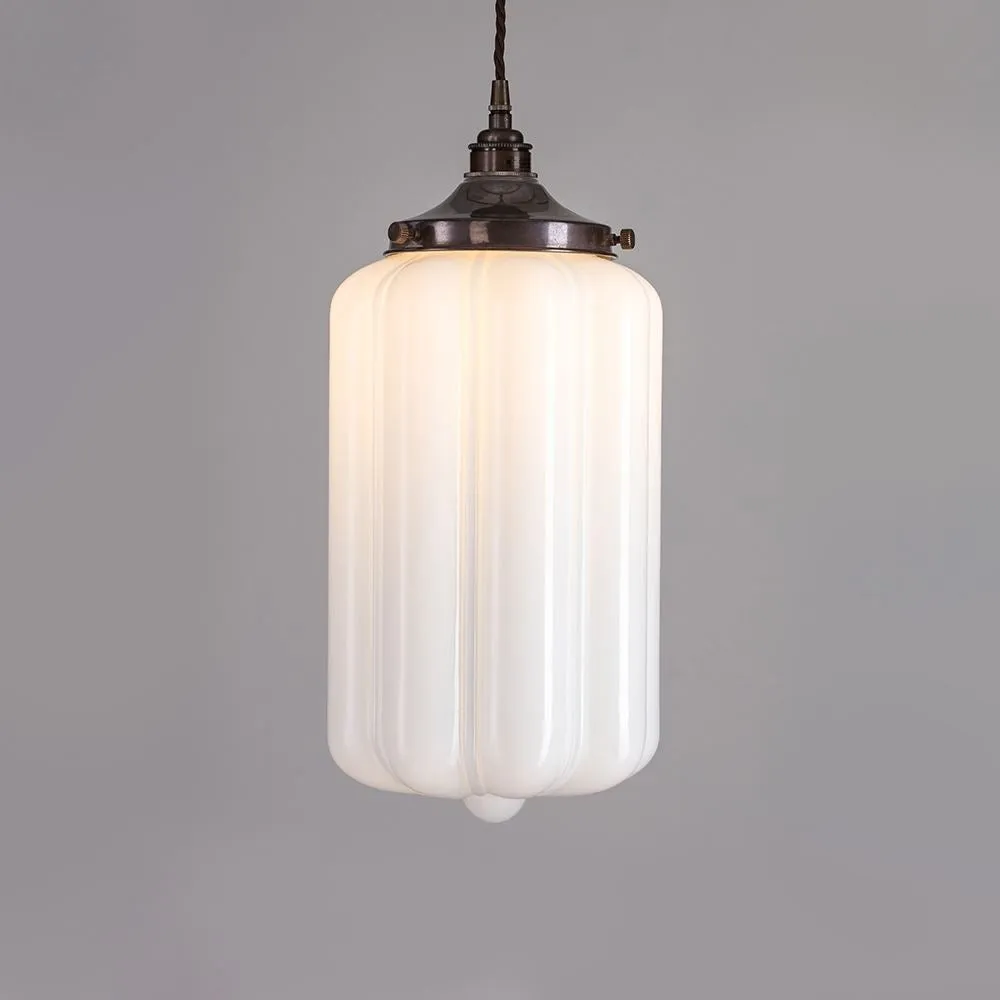 Old School Electric Ellington Pendant Light, Opal Glass