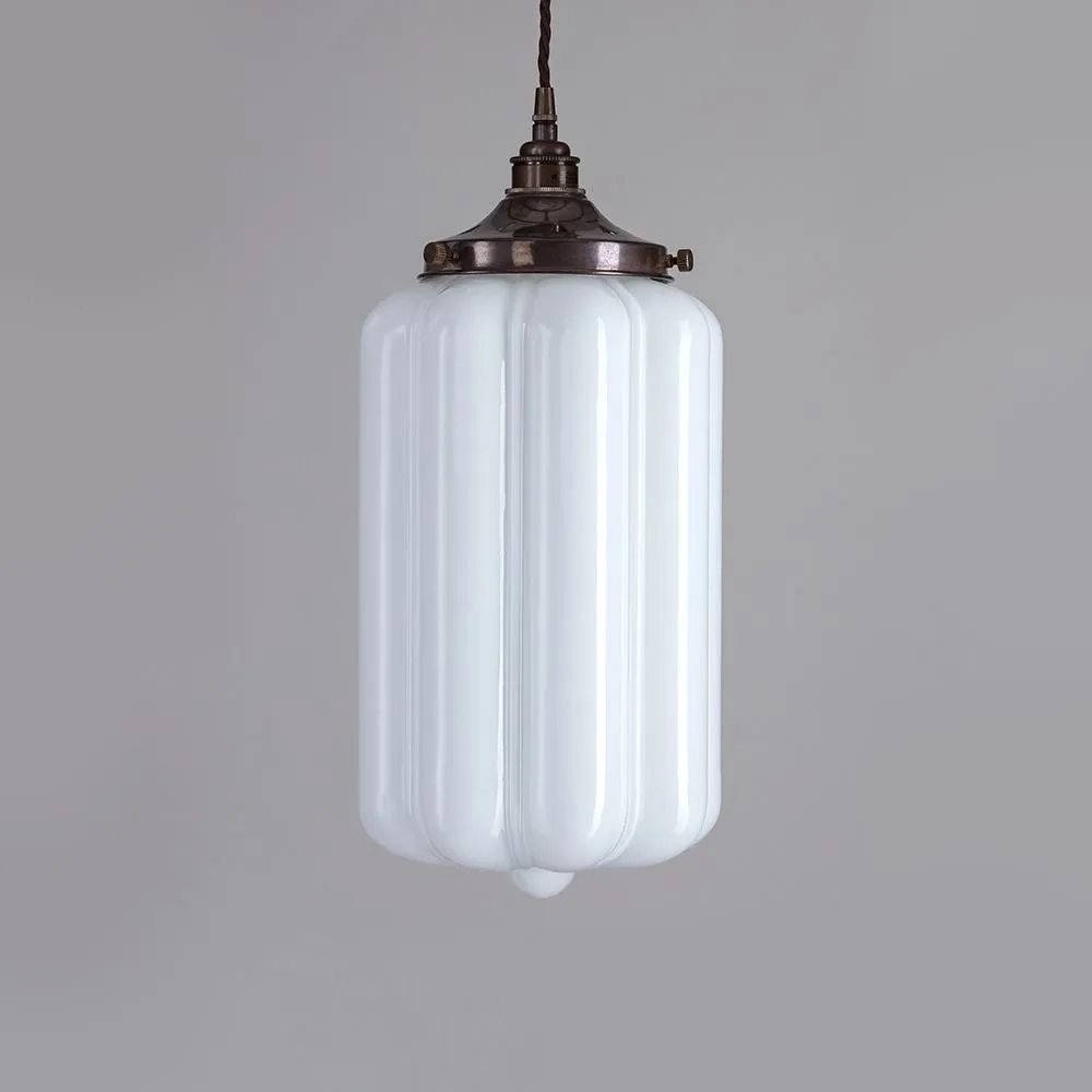 Old School Electric Ellington Pendant Light, Opal Glass