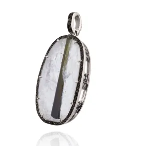 One-of-a-kind Quartz Black Stripe Tourmaline Quartz Detachable Charm