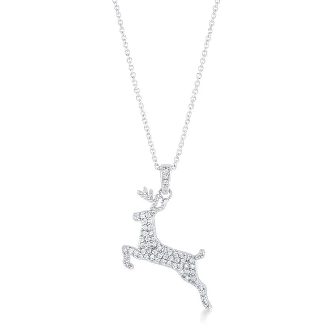 Oranian Reindeer Holiday CZ Pendant