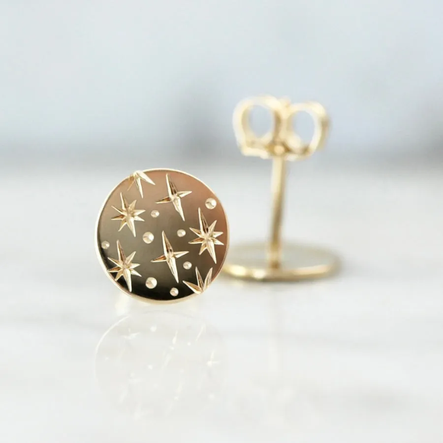 Orion Star Celestial Engraved Earrings