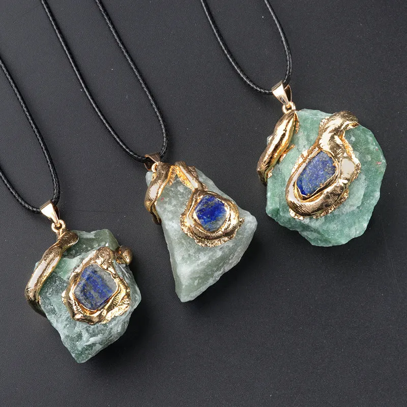 Oversized Gilding Crystal Stone Pendant Multicolor Crystal Stone Irregular Necklace Accessories