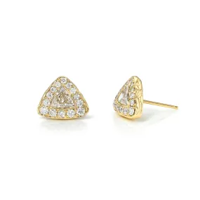 Pavé Halo Diamond Trillion Studs