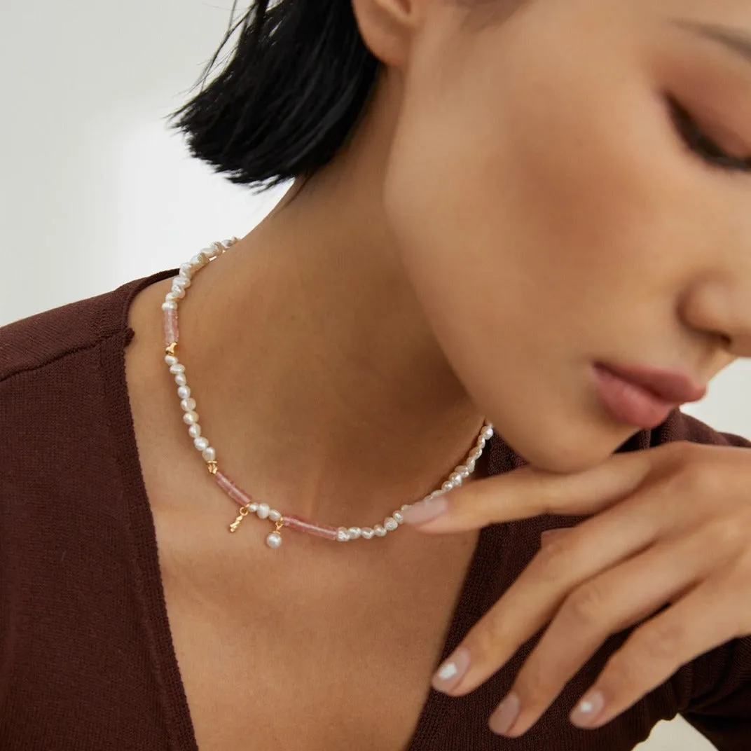 Peach Blossom Sterling Silver Pearl Necklace