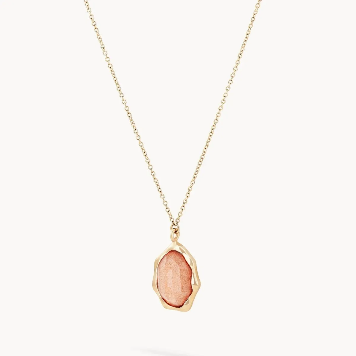 peach moonstone mood necklace - 14k yellow gold