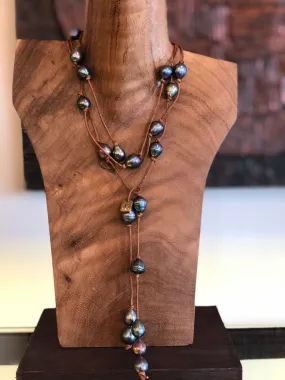 Peacock Freshwater Pearl Wrap Necklace