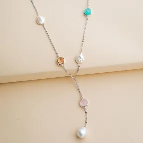 Pearl and Gemstone 18k White Gold Necklace