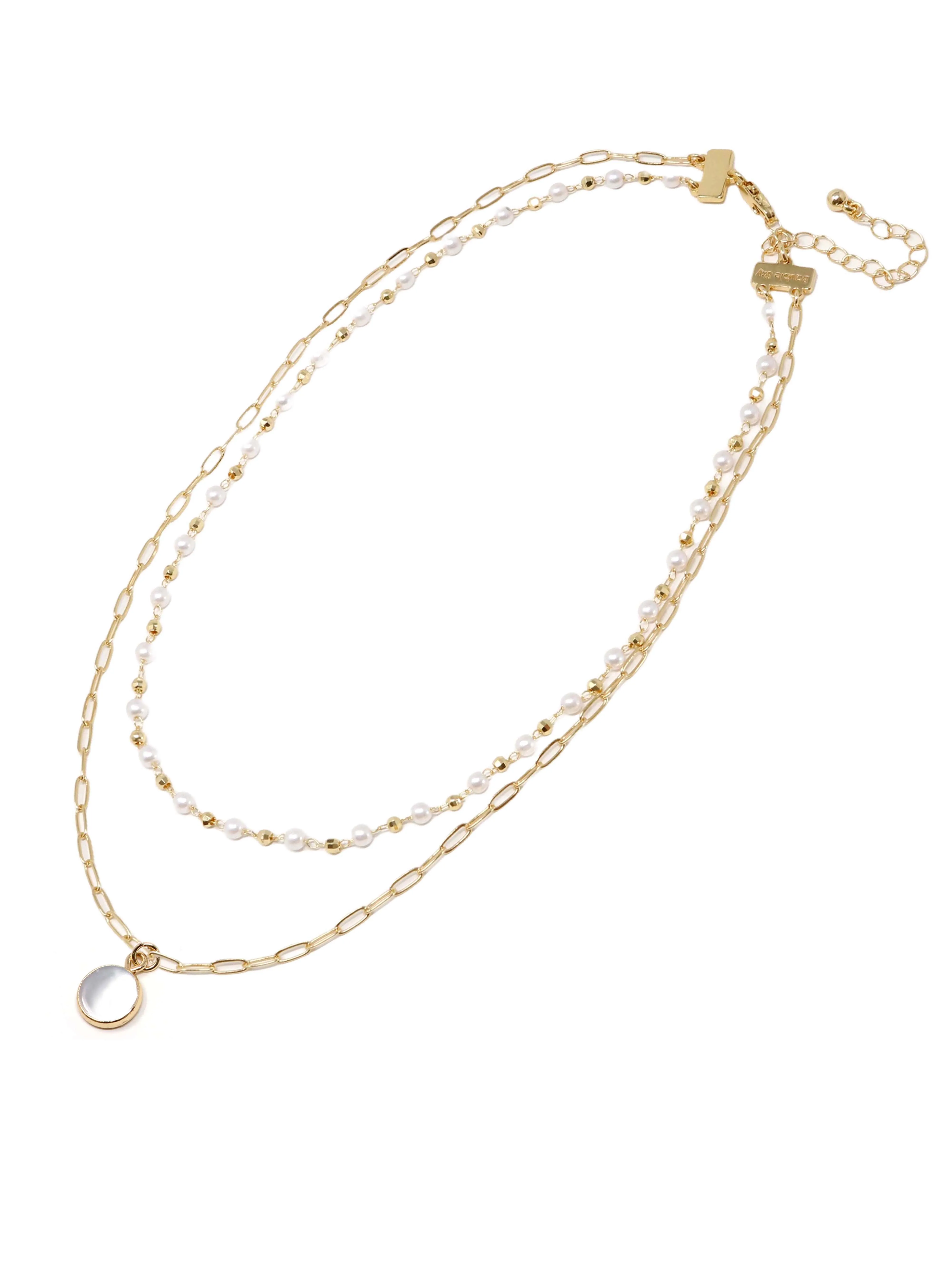 Pearl Double Layered Charm Necklace