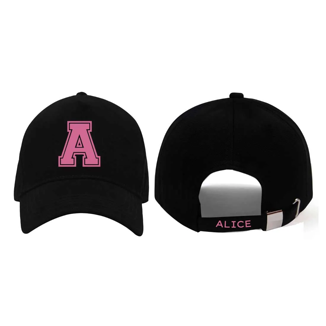 Personalized Black Caps for Ladies with Initial