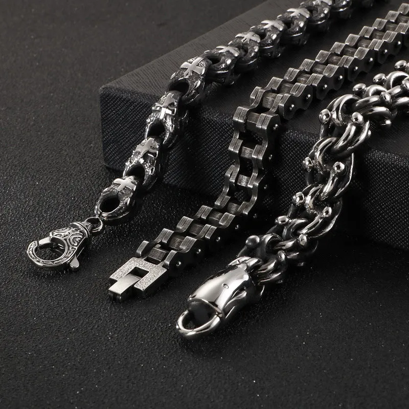 Personalized Retro Titanium Steel Locomotive Chain Bracelet for Men