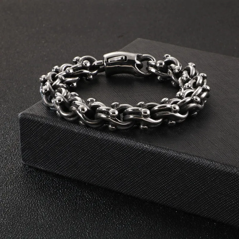 Personalized Retro Titanium Steel Locomotive Chain Bracelet for Men