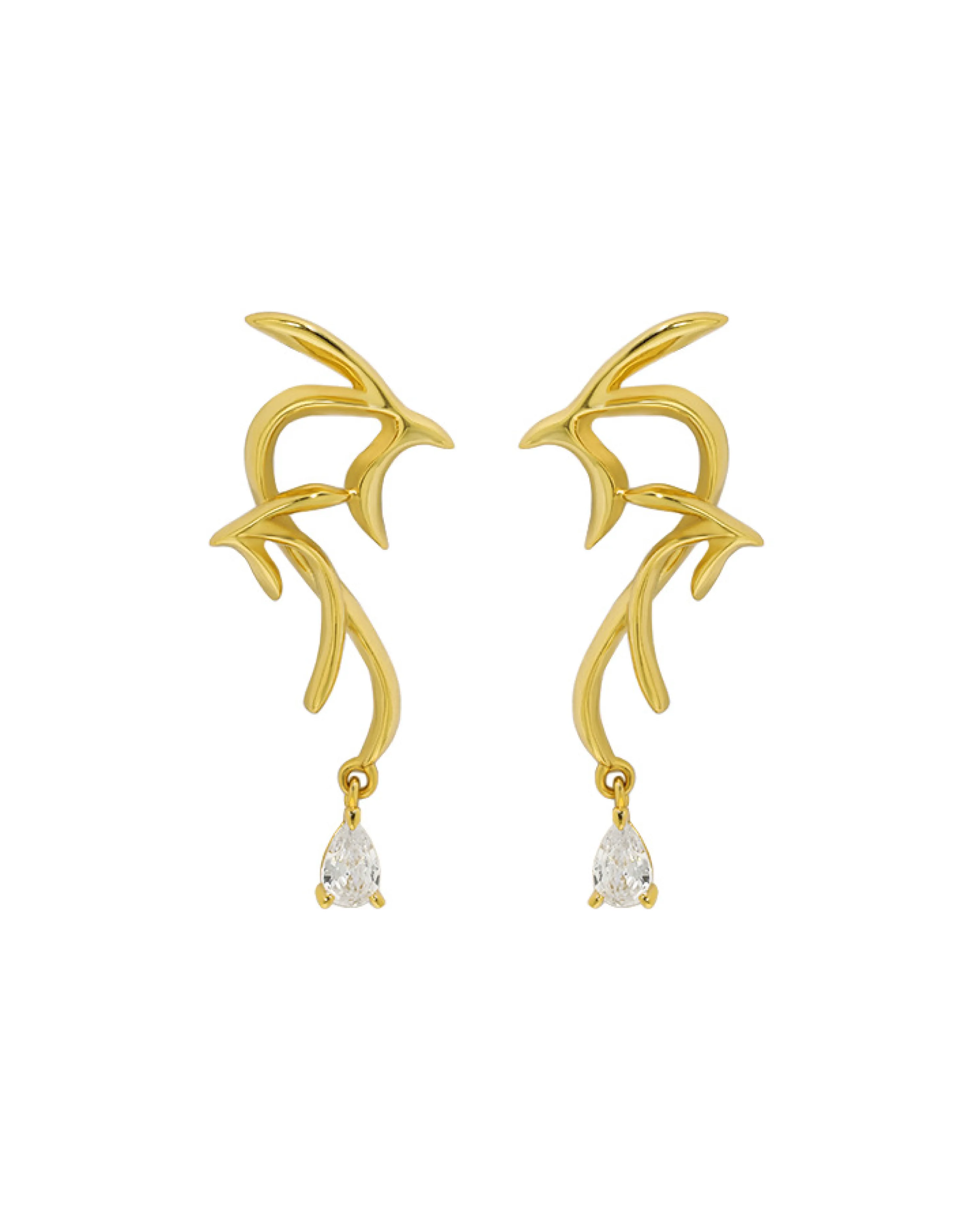 Phoenix Zircon Earrings - Gold