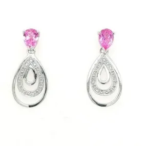 Pink & Diamond White Gold Drop Earrings