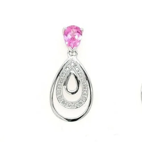 Pink & Diamond White Gold Drop Earrings