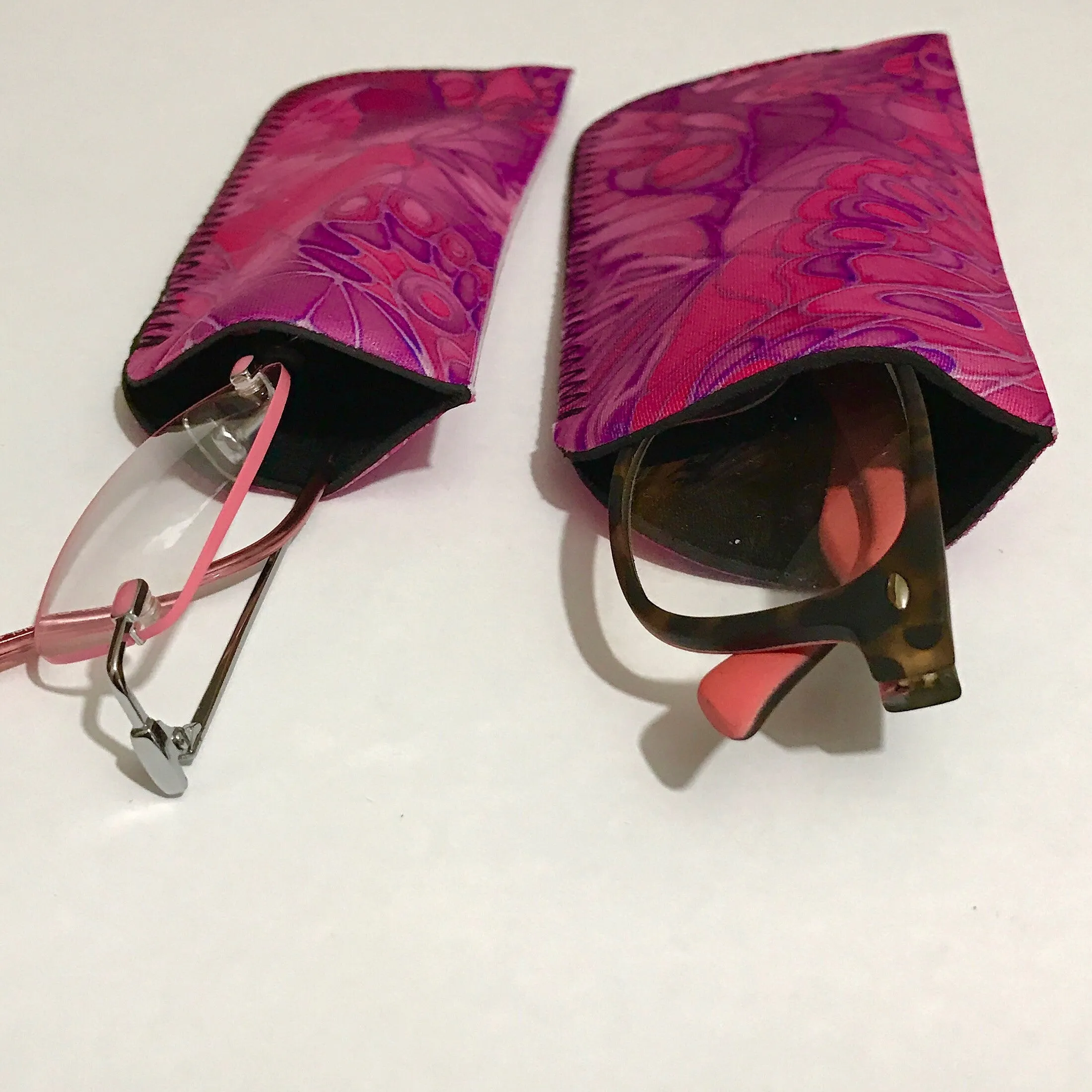 Pink Butterflies Glasses Cover - slip-on padded glasses cover - Reading or Large Glasses Case