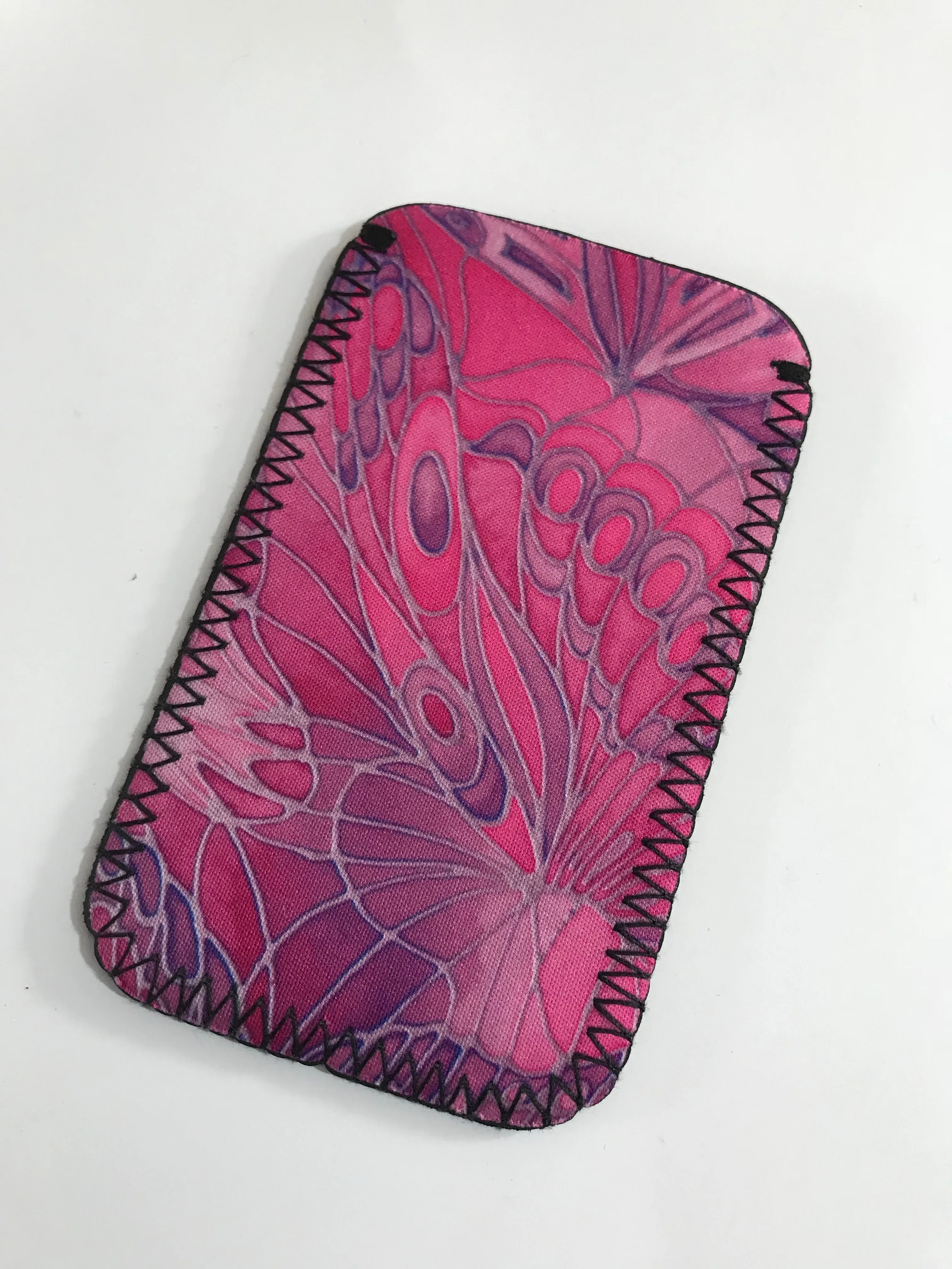 Pink Butterflies Glasses Cover - slip-on padded glasses cover - Reading or Large Glasses Case