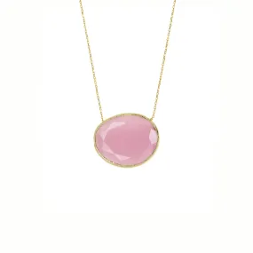 pink gold plated cat-eye glass necklace