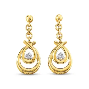 Pre-Owned Kay 1/20 ct Round-cut Diamond Dangle Earrings in 10K Yellow Gold