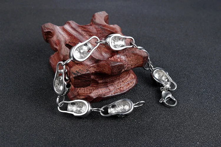 Punk-Inspired Stainless Steel Skull Bracelet for Men - Retro Domineering Totem Design