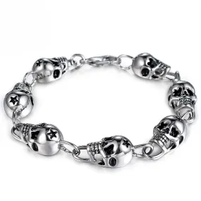 Punk-Inspired Stainless Steel Skull Bracelet for Men - Retro Domineering Totem Design