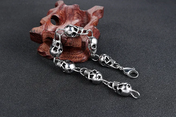 Punk-Inspired Stainless Steel Skull Bracelet for Men - Retro Domineering Totem Design