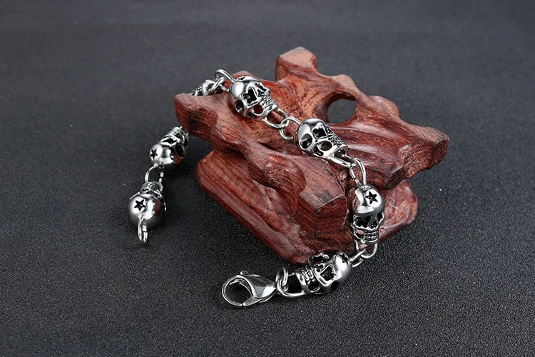 Punk-Inspired Stainless Steel Skull Bracelet for Men - Retro Domineering Totem Design