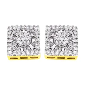 Radiant Baguette Square Diamond Earrings .75cttw 10K Yellow Gold