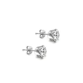 Radiant Stainless Steel Zircon Earrings with Single Diamond