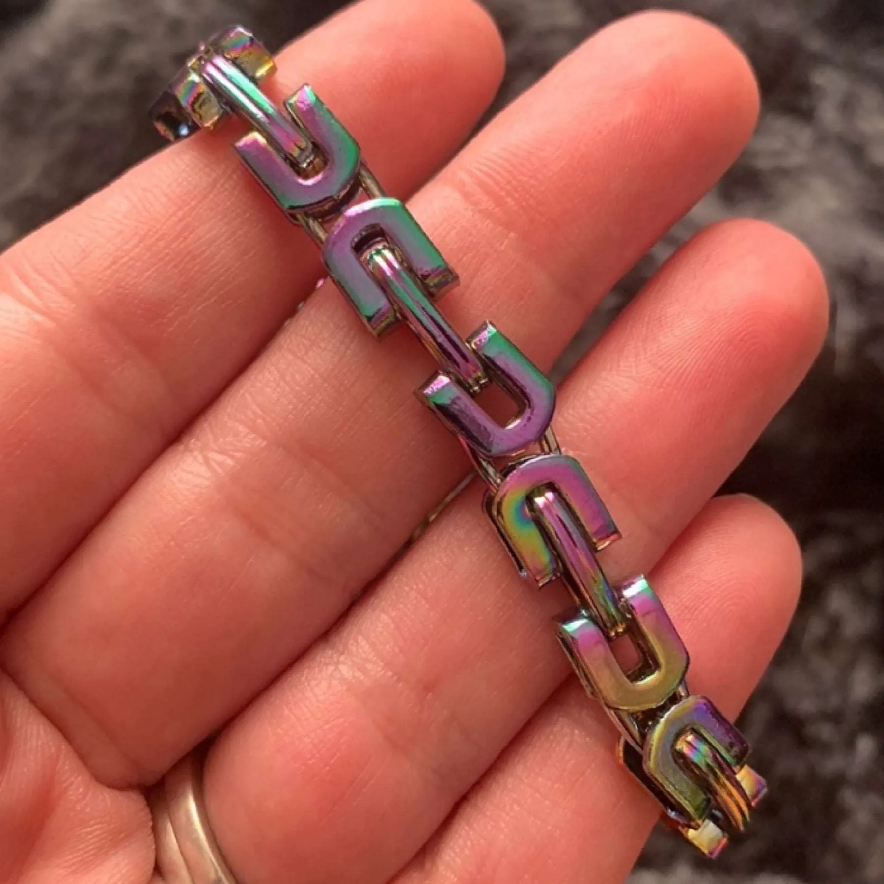 Rainbow Anodized Titanium Byzantine Chain Bracelet