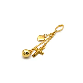 Real Gold Heart Cross Ball Hanging Pendant 2590 P 1840