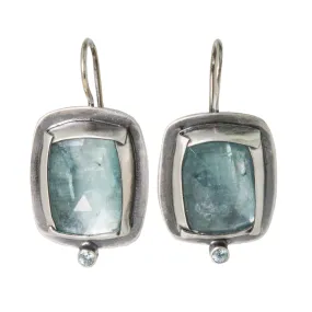 Rectangle Fold Blue Kyanite Earrings