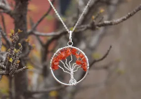 Red Carnelian Beaded Tree of Life Pendant