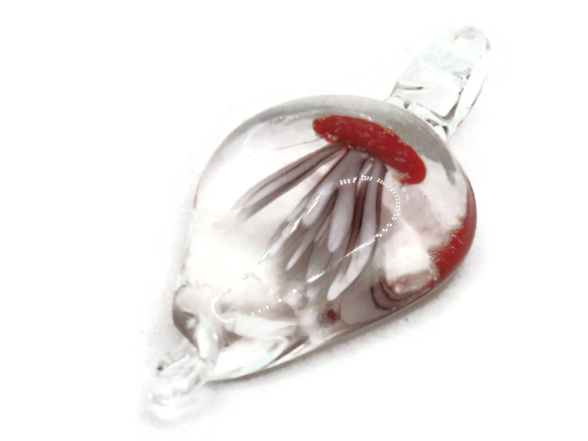 Red Luminescent Jellyfish Glass Teardrop Pendant