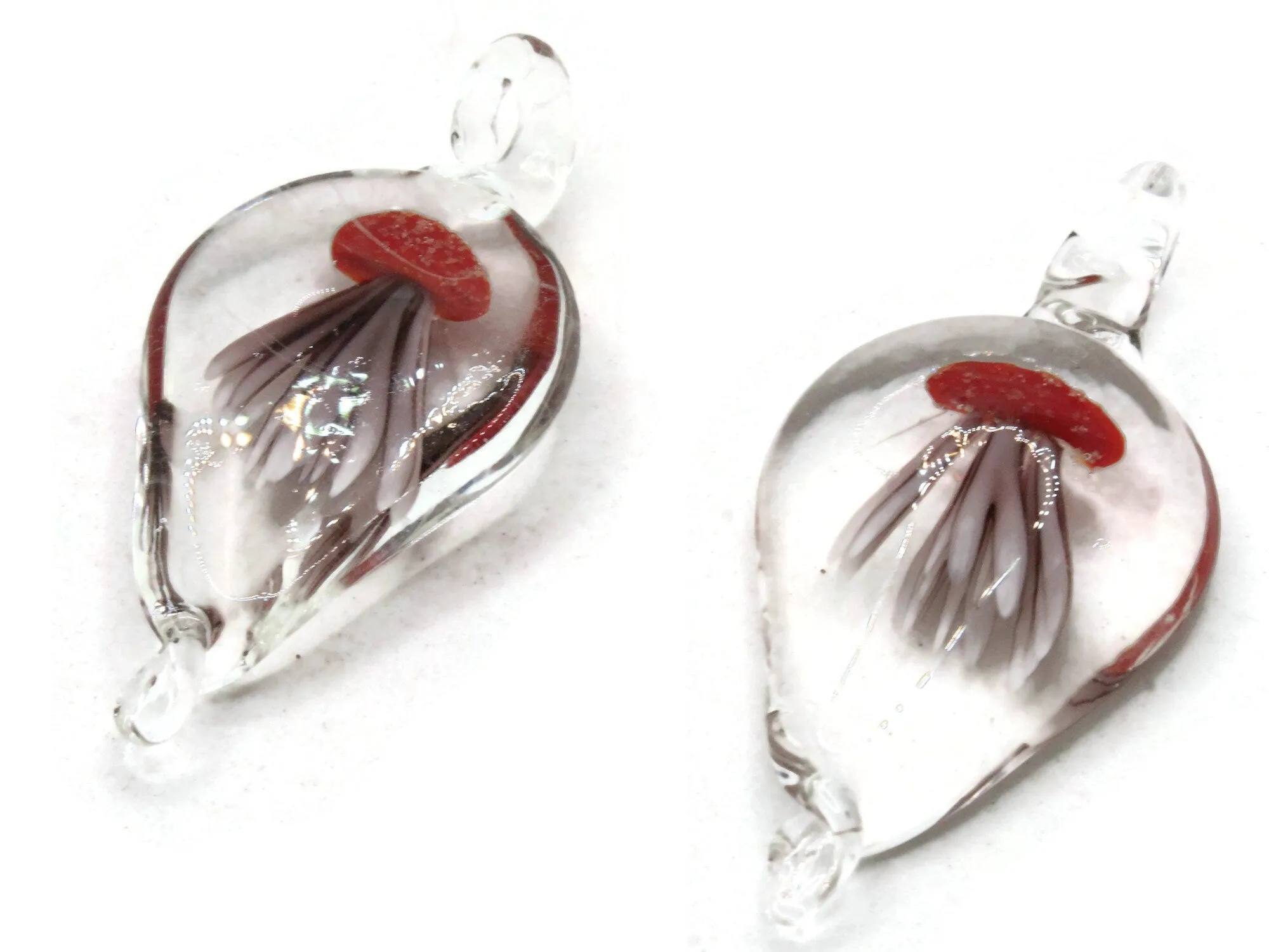 Red Luminescent Jellyfish Glass Teardrop Pendant