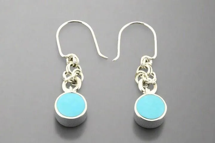 Reef knot drop earring - turquoise & silver