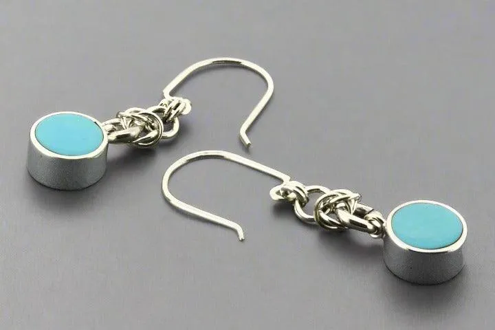 Reef knot drop earring - turquoise & silver