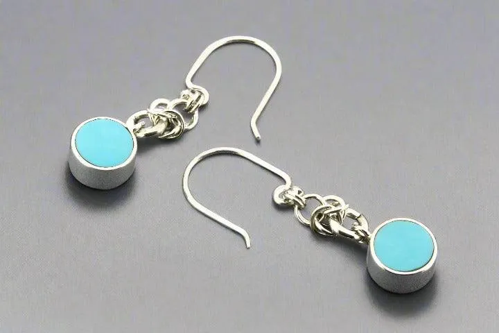 Reef knot drop earring - turquoise & silver