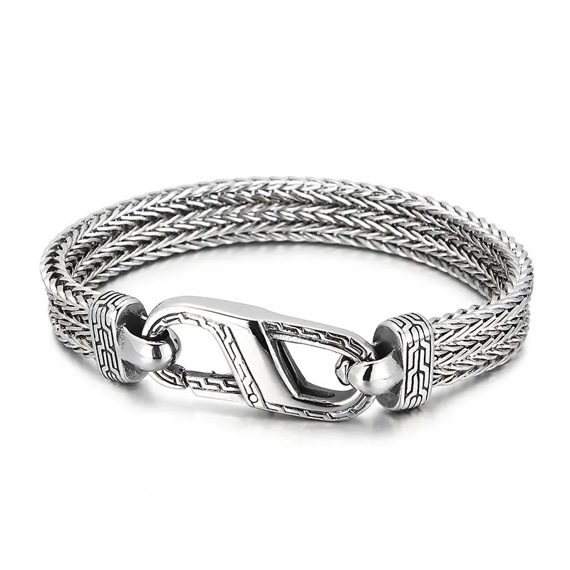 Retro European and American Titanium Steel Men's Bracelet with Unique Keel Pattern