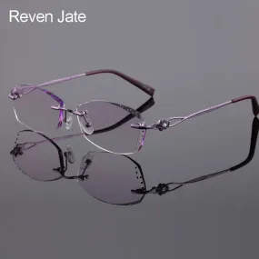 Reven Jate Women's Rimless Rectangle Titanium Eyeglasses 2123