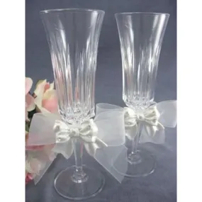 Rhinestone Pearlized Bow Wedding Toasting Glasses