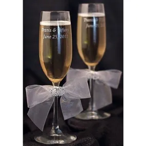 Rhinestone Rings Wedding Toasting Glasses