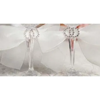 Rhinestone Rings Wedding Toasting Glasses