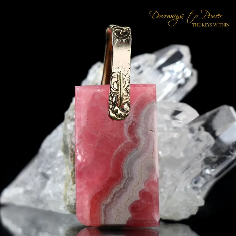 Rhodochrosite Light Language Pendant ™14k Gold