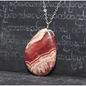 Rhodochrosite Necklace On Sterling Silver Chain With Sterling Silver Trigger Clasp