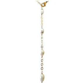 Rice Pearl and Gold Fill Lariat: White (NGL340W)